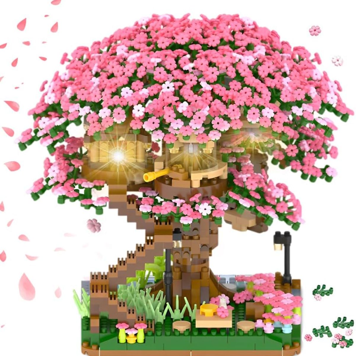 AZULAMAR - Juego Bloques de Árbol Bonsái De Flor De Cerezo Sakura