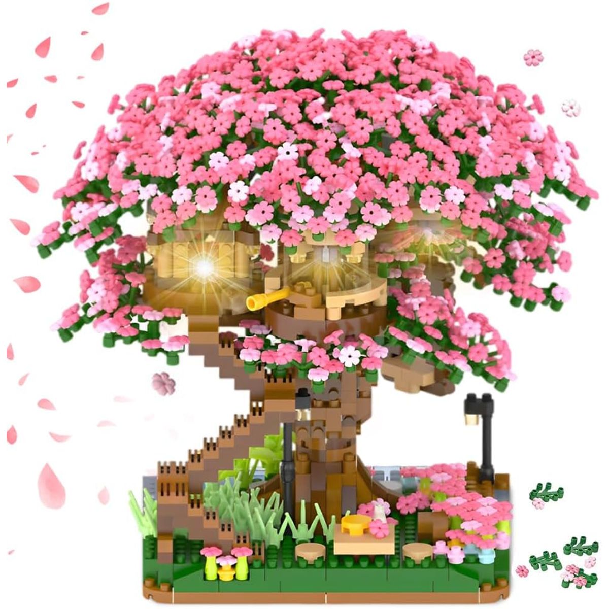 AZULAMAR - Juego Bloques de Árbol Bonsái De Flor De Cerezo Sakura