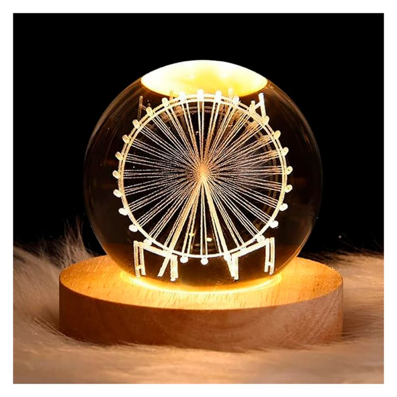 IRM - Mini Lámpara De Noche De Bola De Cristal 3d Diámetro 8cm