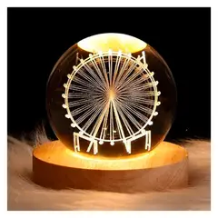 IRM - Mini Lámpara De Noche De Bola De Cristal 3d Diámetro 8cm