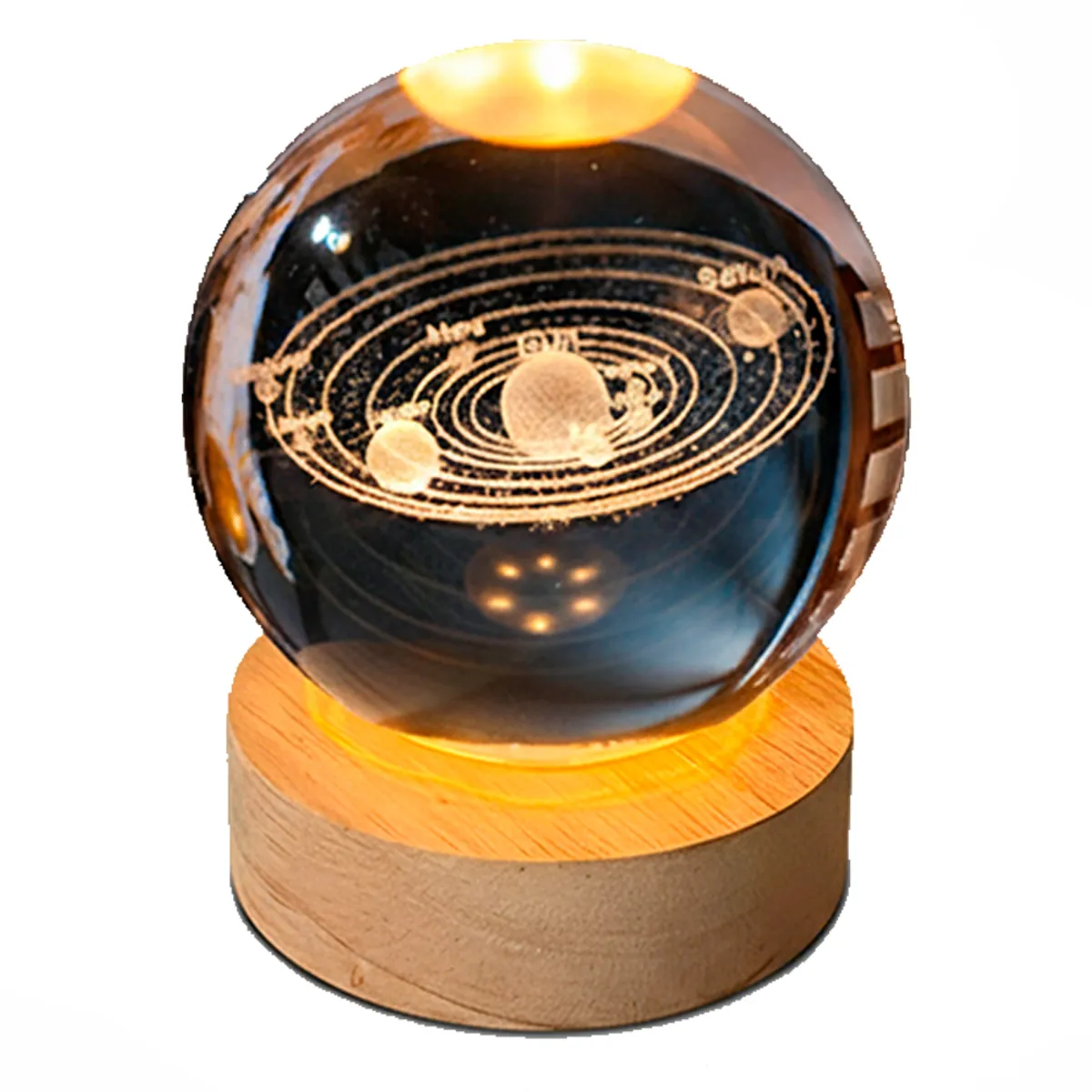 IRM - Lámpara De Noche Bola De Cristal 3D Sistema Solar Grande 8cm