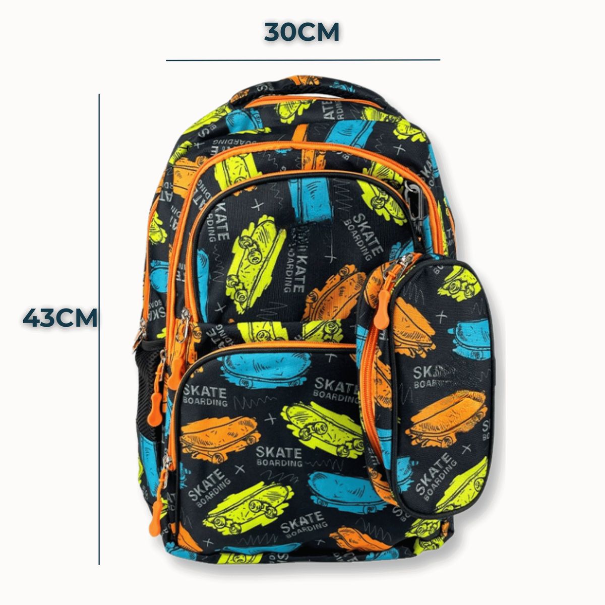 UTILISIMO - Pack Mochila Lonchera Y Estuche 45CM Juvenil Y Escolar skateboards