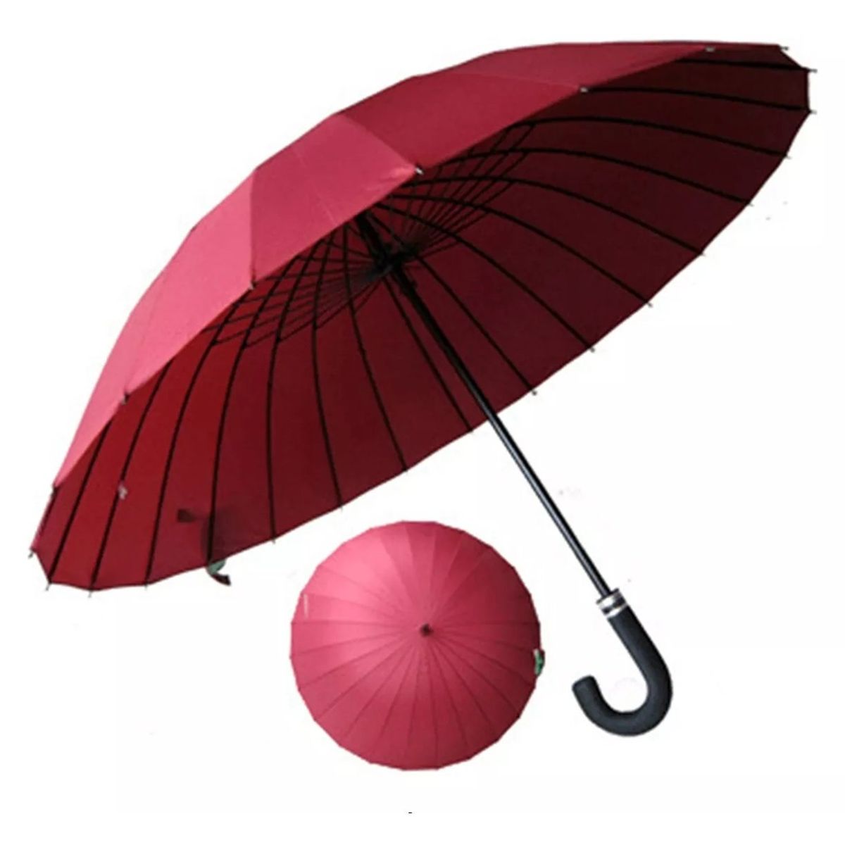 GENERICO - Paraguas Automatico Mango Curvo 24 Varillas Resistentes