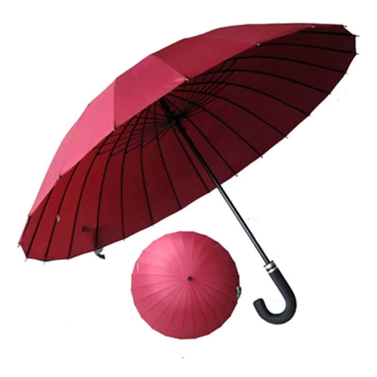 GENERICO - Paraguas Automatico Mango Curvo 24 Varillas Resistentes