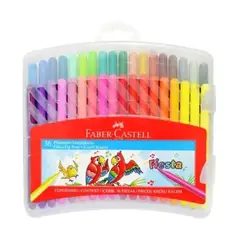 FABER-CASTELL - Marcadores 36 Colores Fiesta Estuche Rígido