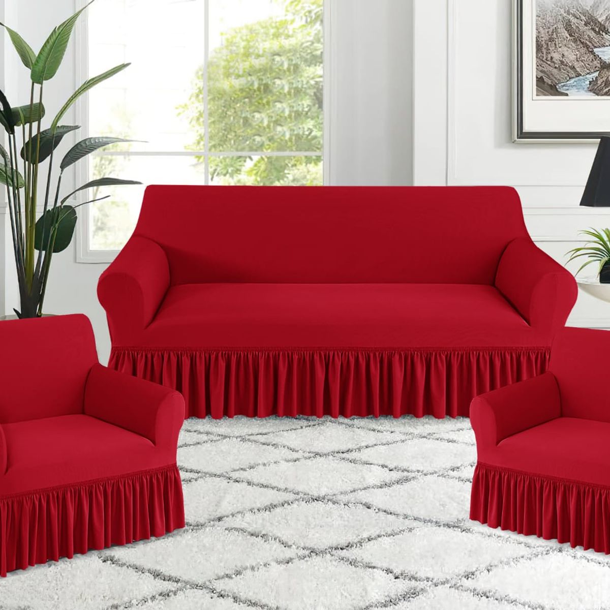 GENERICO - juego de 3 fundas de sillon con vuelo 3-1-1