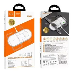 HOCO - Cargador Inalambrico 3 En 1 Para iPhone Apple Watch AirPods CW24