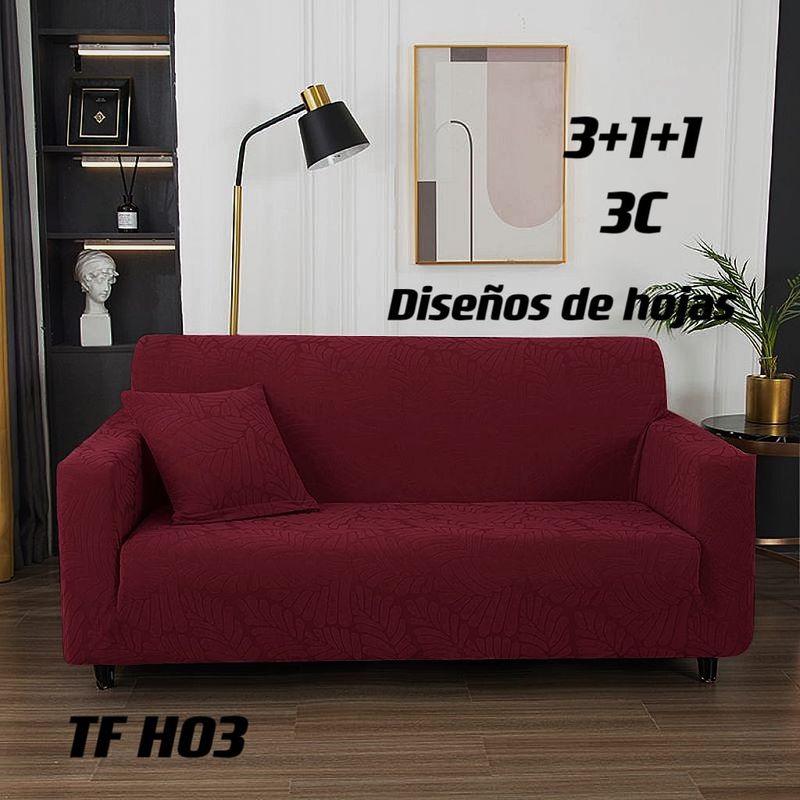GENERICO - funda de sillon 3c texturizado elasticado diseño hojas
