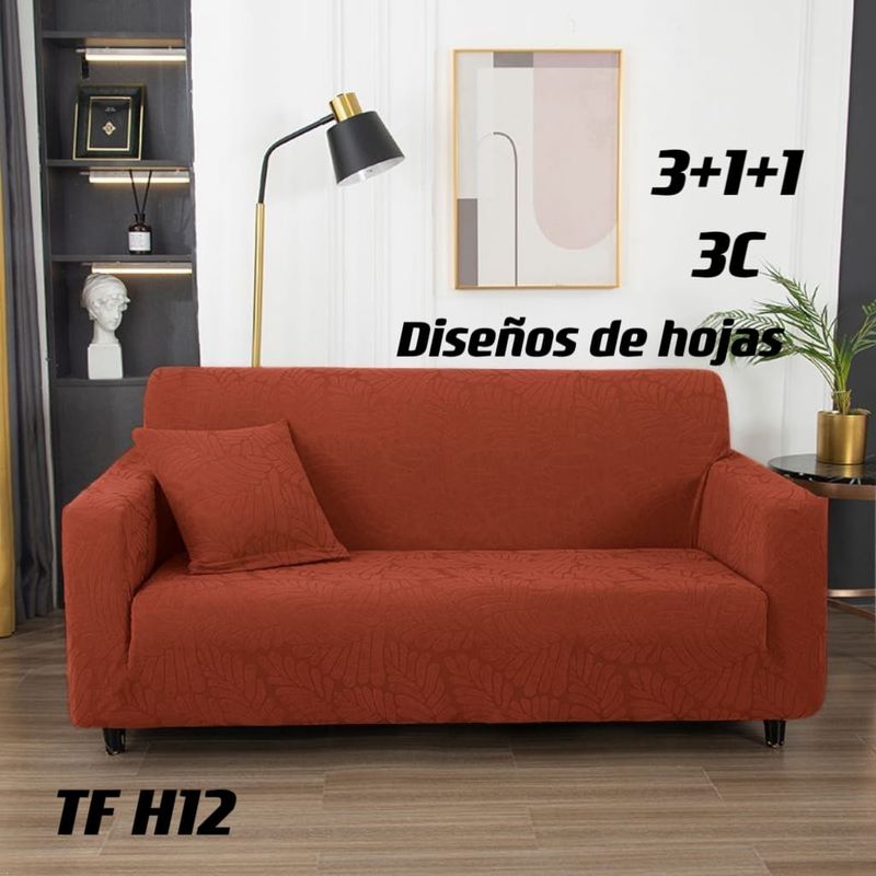GENERICO - funda de sillon 3c texturizado elasticado diseño hojas