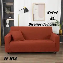 GENERICO - Funda de sillon 3c texturizado elasticado diseño hojas
