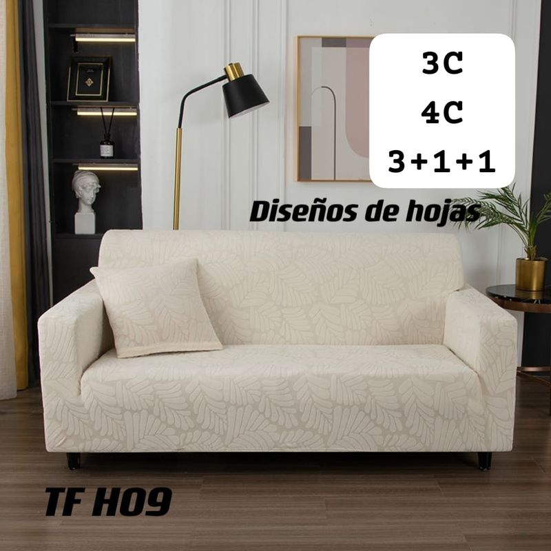 GENERICO - funda de sillon 3c texturizado elasticado diseño hojas