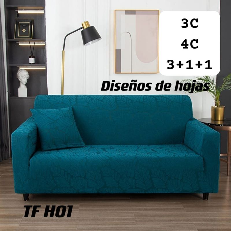 GENERICO - funda de sillon 3c texturizado elasticado diseño hojas