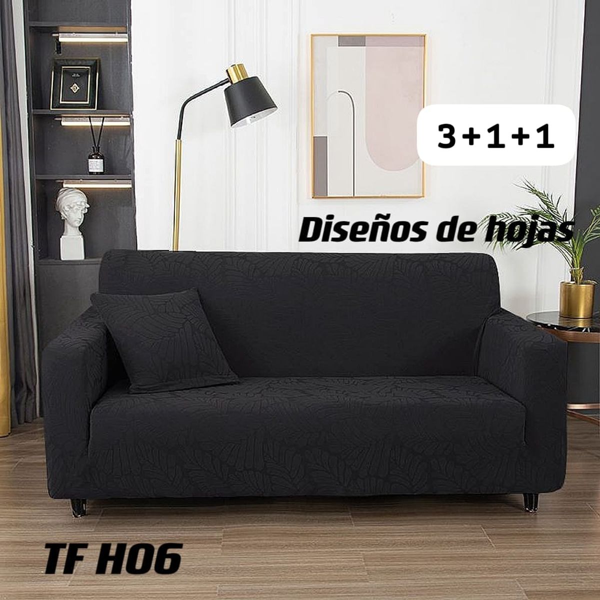 GENERICO - juego 3-1-1 fundas de sillon texturizada elasticada con diseños