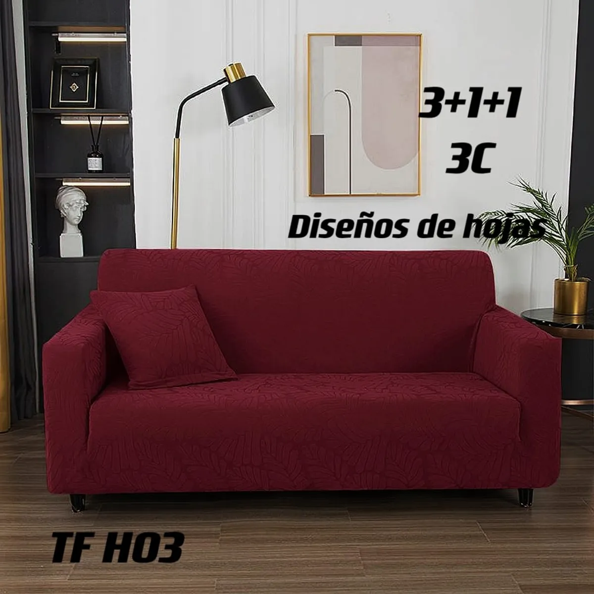 GENERICO - juego 3-1-1 fundas de sillon texturizada elasticado con diseños