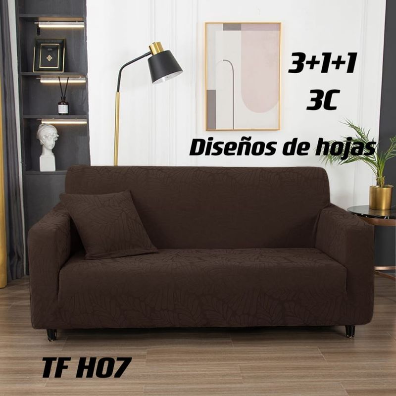 GENERICO - juego 3-1-1 fundas de sillon texturizada elasticada con diseños