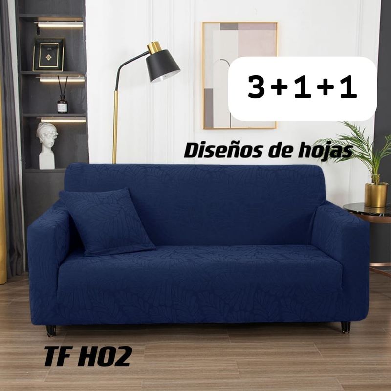 GENERICO - juego 3-1-1 fundas de sillon texturizada elasticado con diseños
