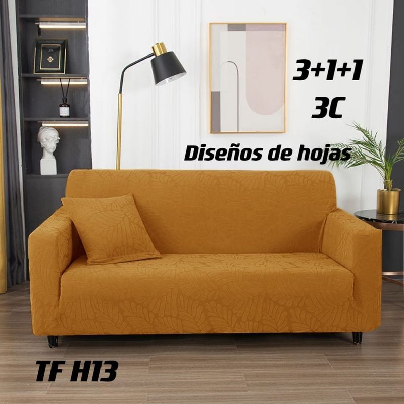GENERICO - juego 3-1-1 fundas de sillon texturizada elasticado  con diseños