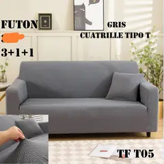 GENERICO - Juego 3-1-1 fundas de sillon texturizada elasticada con diseños