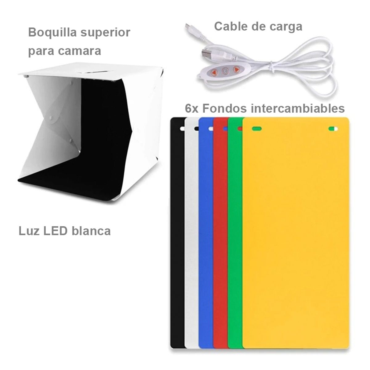 GENERICO - Set De Fotos Portátil Caja De Fotografia Luz Led Fondos