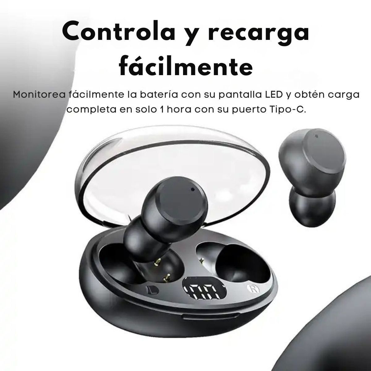 LANGSDOM - Audífonos Bluetooth TWS IPX LED Carga Rápida Langsdom TN58 Negro