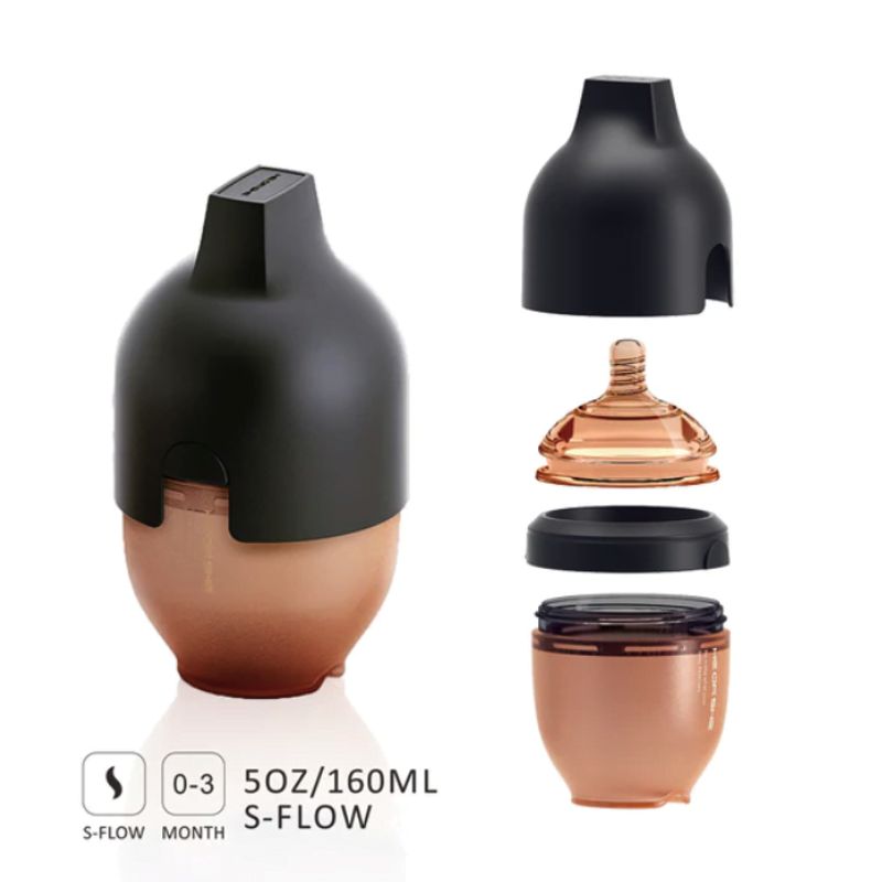 HEORSHE - Mamadera Ultra Wide Heorshe 160 ml - Negro - 0 a 3 Meses