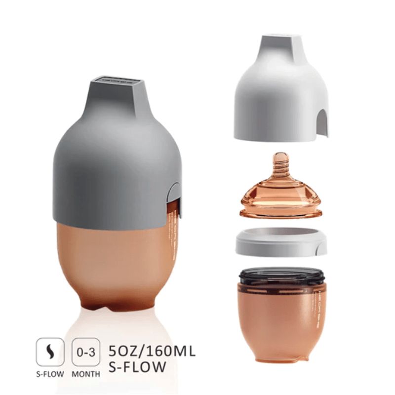 HEORSHE - Mamadera Ultra Wide Heorshe 160 ml - Gris - 0 a 3 Meses