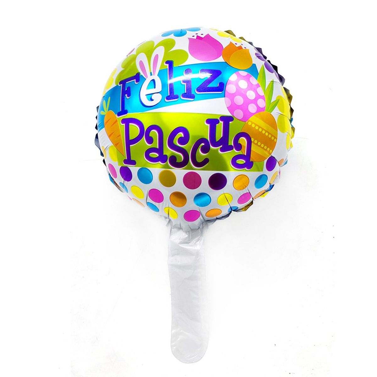 GENERICO - GLOBO METALICO 10 FELIZ PASCUA DOTS X50 UNI