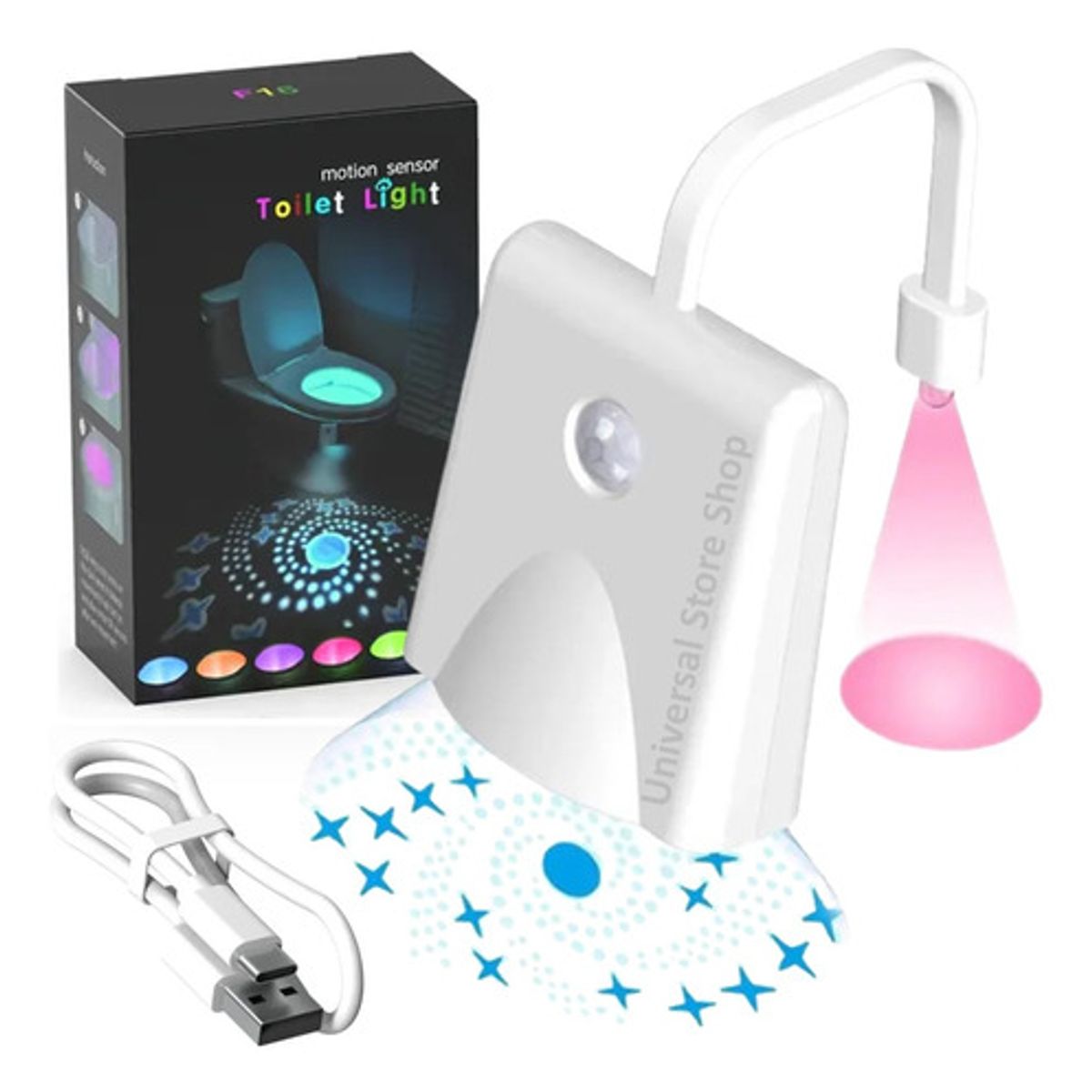 GENERICO - Luz Led Proyector Rgb Sensor Movimiento Baño Taza Inodoro WC