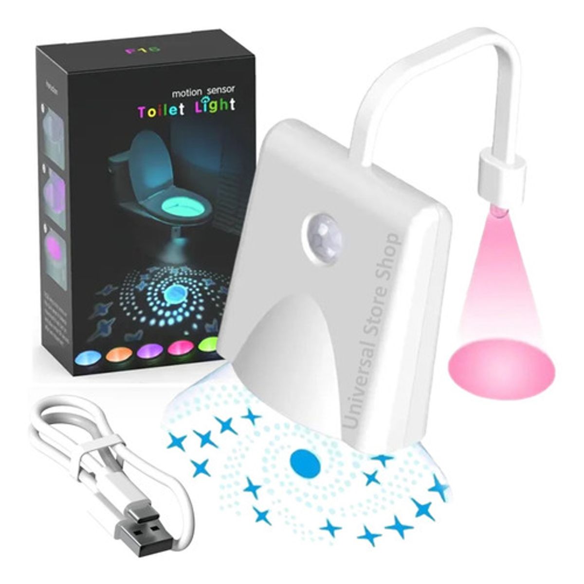 GENERICO - Luz Led Proyector Rgb Sensor Movimiento Baño Taza Inodoro WC