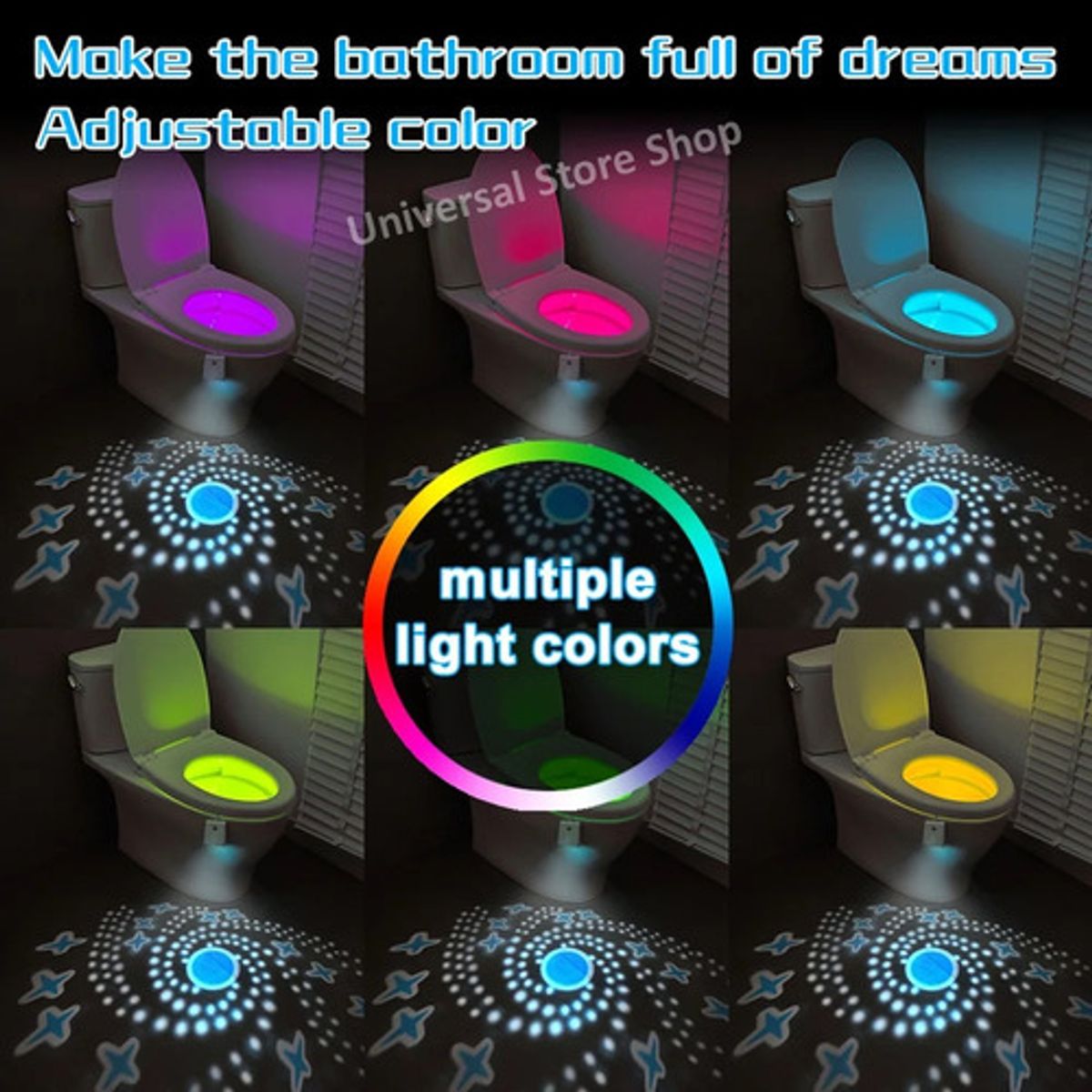 GENERICO - Luz Led Proyector Rgb Sensor Movimiento Baño Taza Inodoro WC