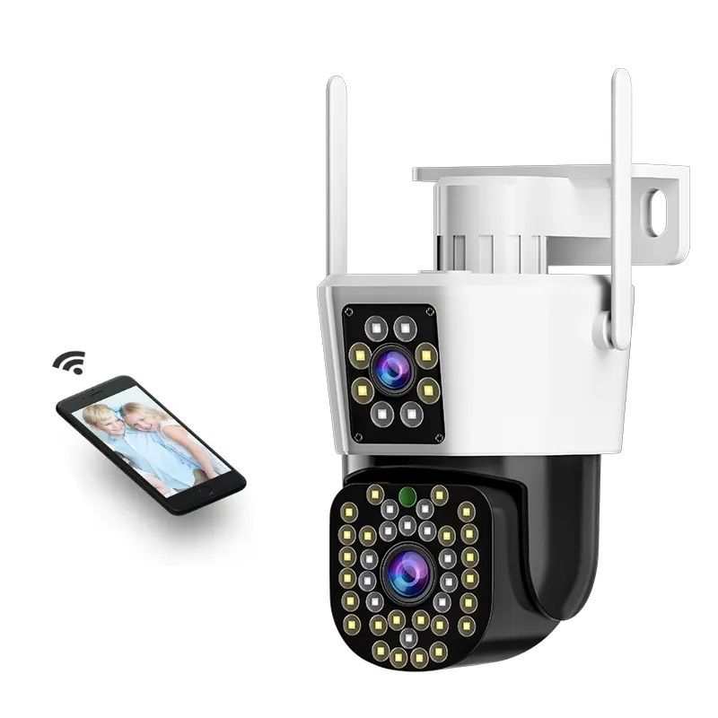STARTECHOFFICE - Cámara Seguridad WiFi Doble Lente Monitoreo 360° Full HD 110° Visión