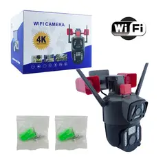 STARTECHOFFICE - Cámara Seguridad WiFi Doble Lente Sirena Baliza IP23 LED HD Cobertura