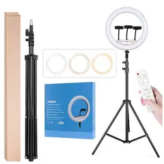STARTECHOFFICE - Aro LED de 45cm 3 soportes control remoto y atril de 2.10 mts