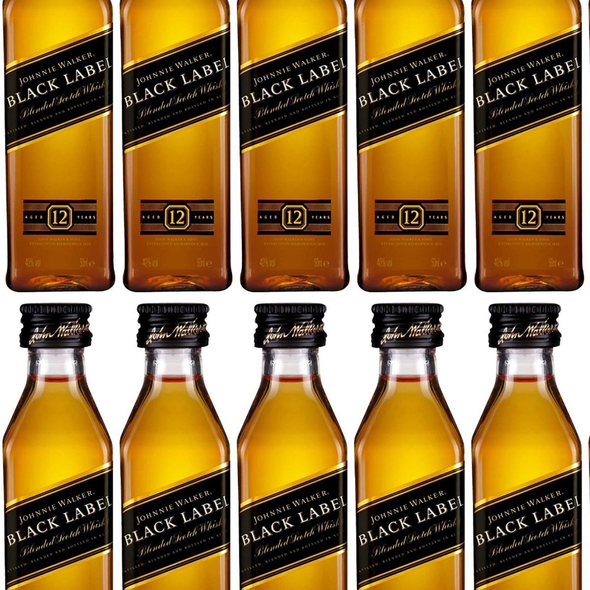 JOHNNIE WALKER - 10 Miniaturas Black Label Johnnie Walker 50 ml