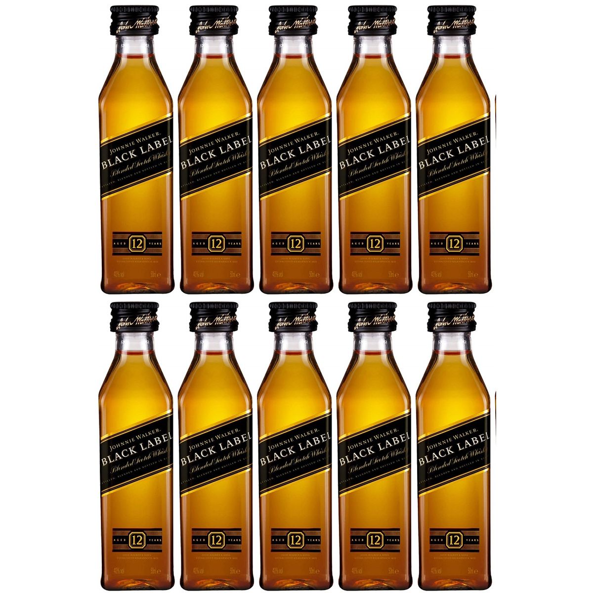 JOHNNIE WALKER - 10 Miniaturas Black Label Johnnie Walker 50 ml