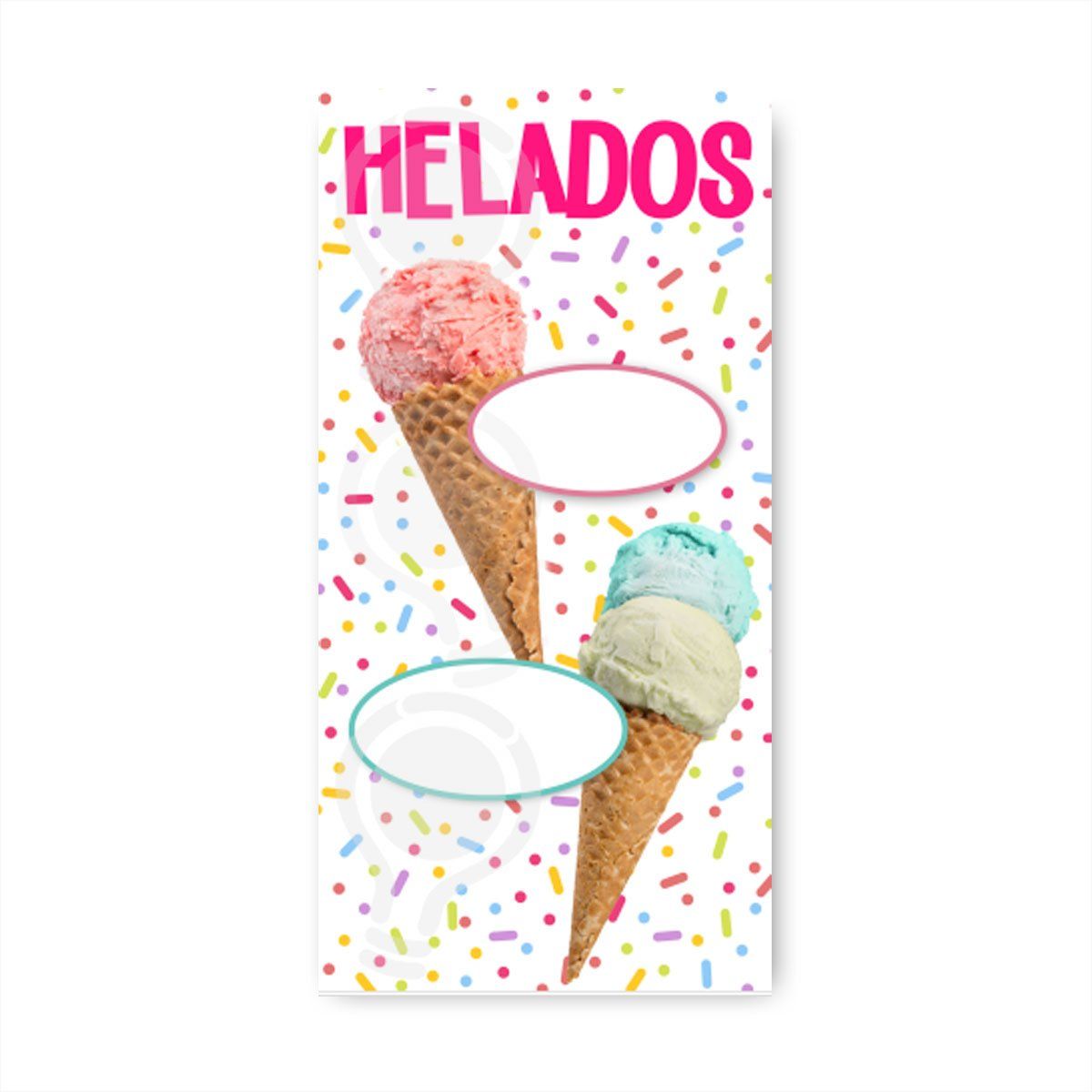 GENERICO - Pendón Publicitario colgante Helados Artesanales Precios M3