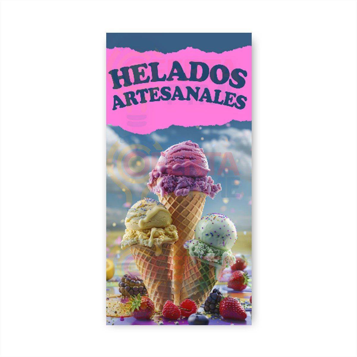 GENERICO - Pendón Publicitario colgante Helados Artesanales M4