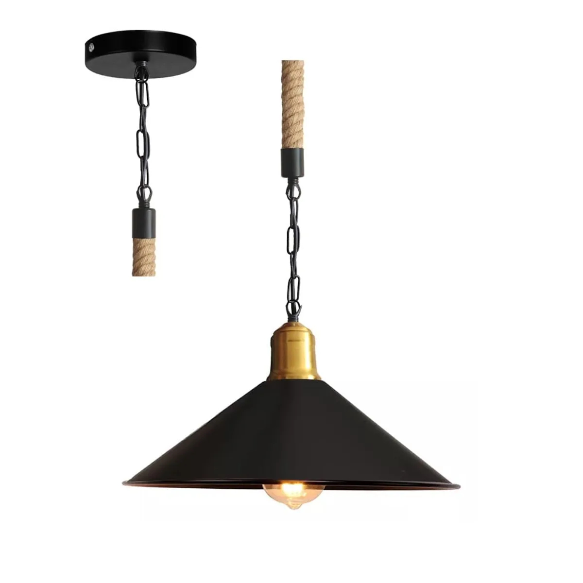 GENERICO - Lampara Colgante Campana 30cm Con Cuerda