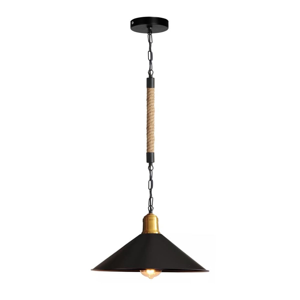 GENERICO - Lampara Colgante Campana 30cm Con Cuerda
