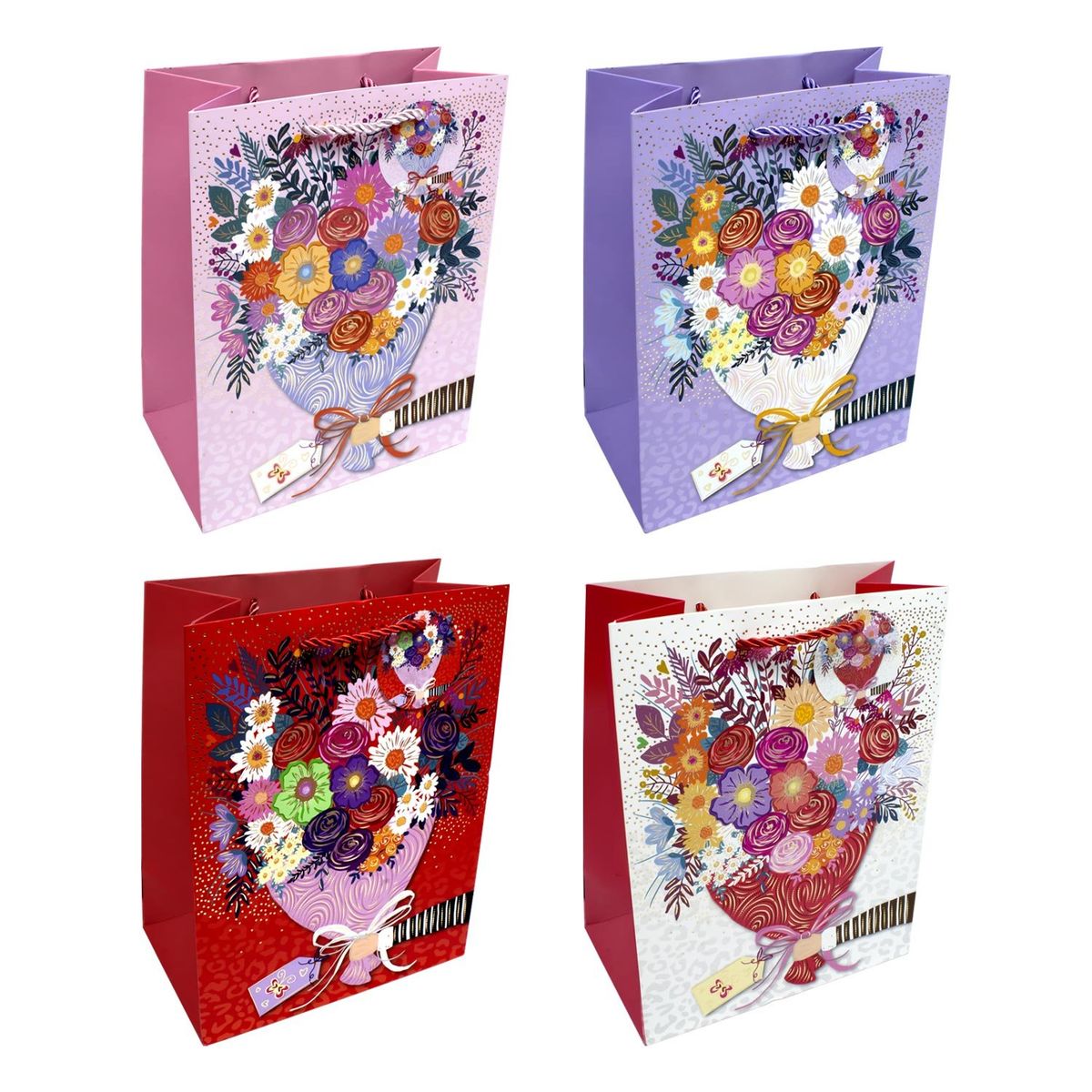 GENERICO - BOLSA DE REGALO BOUQUET FLOREADO 26X32 X12UNI