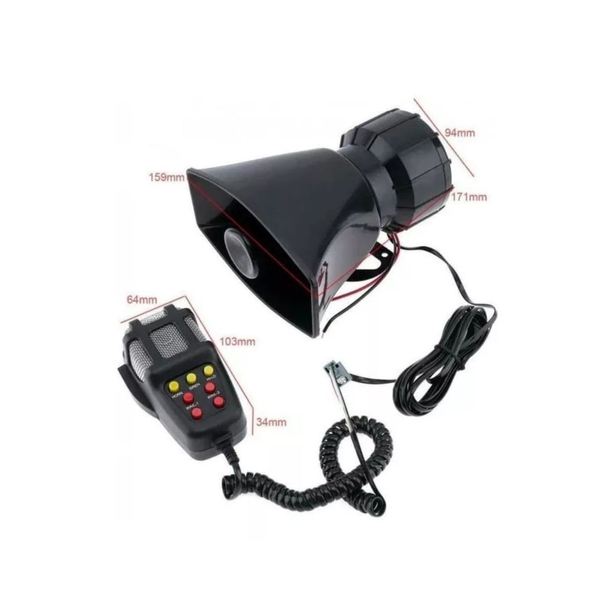 GENERICO - Bocina Megáfono 12v 100w Sirena Policial MT