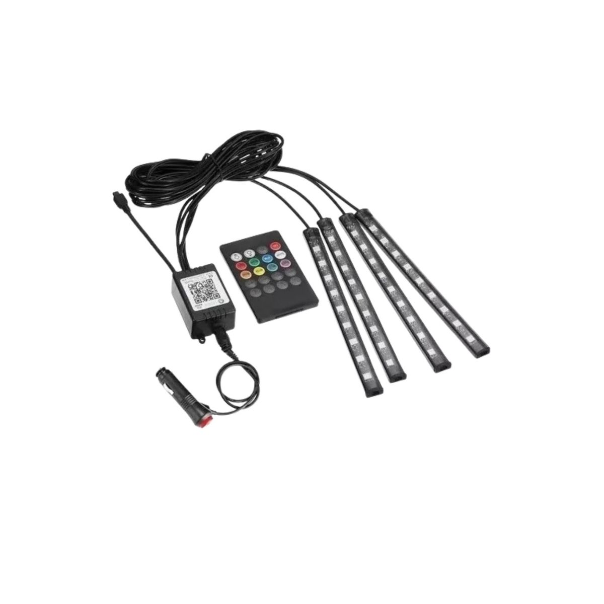 GENERICO - Luz Auto Interior Colores Adhesiva 12led + Control MT