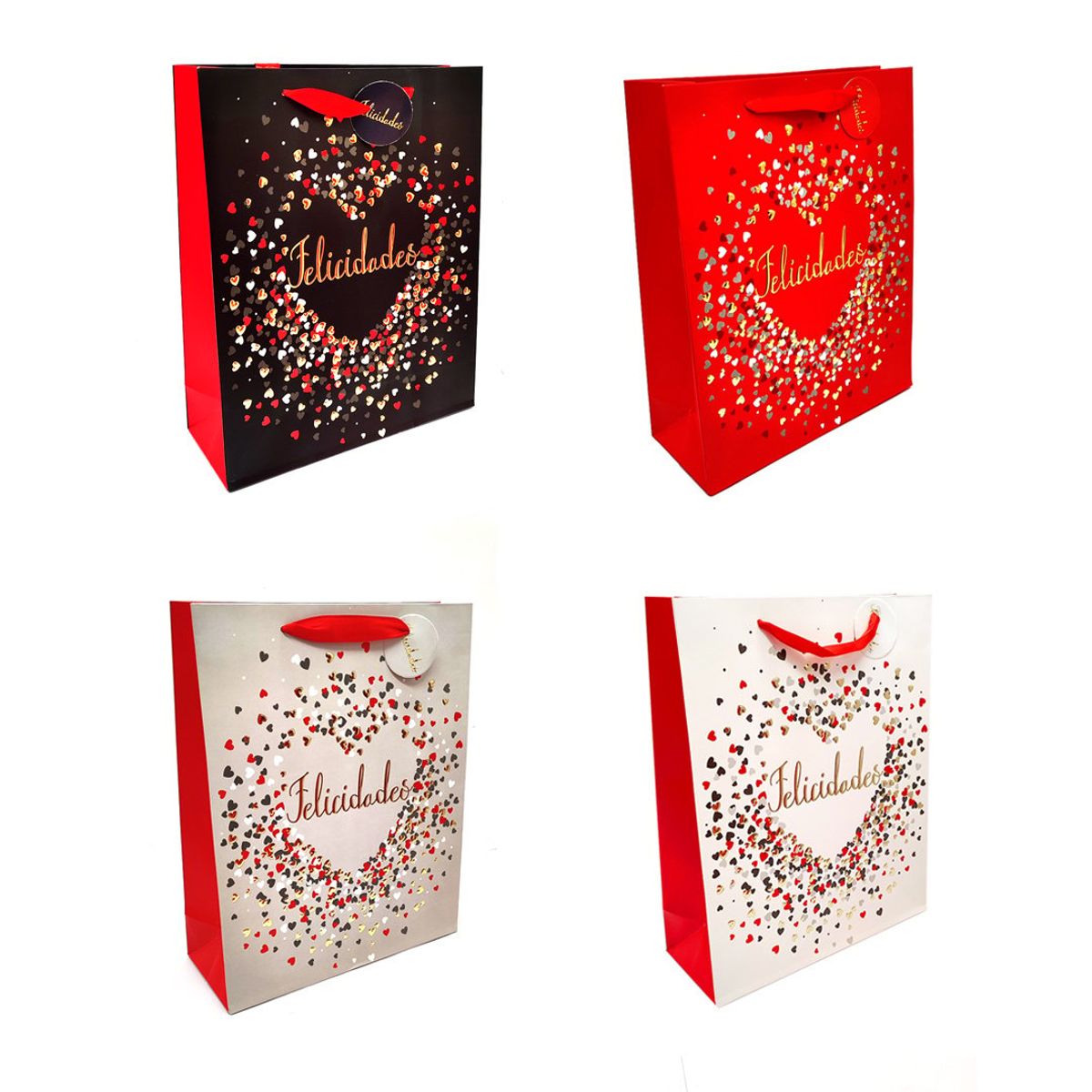 GENERICO - BOLSA DE REGALO FELICIDADES CORAZON 18X23 X12 UNI