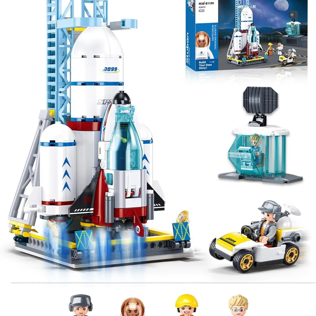 AZULAMAR - Bloques De Rocket Launchpad Espacial Juego Regalo Chico