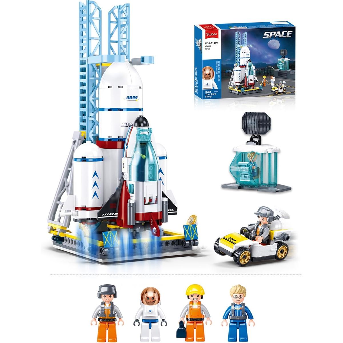 AZULAMAR - Bloques De Rocket Launchpad Espacial Juego Regalo Chico