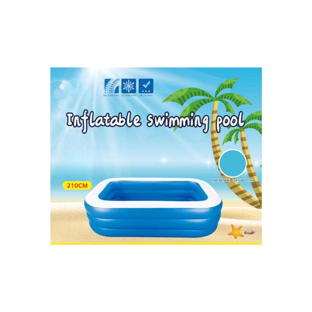 GENERICO - Piscina Inflable 3 Anillos Rectangular 210x140x60cm NL
