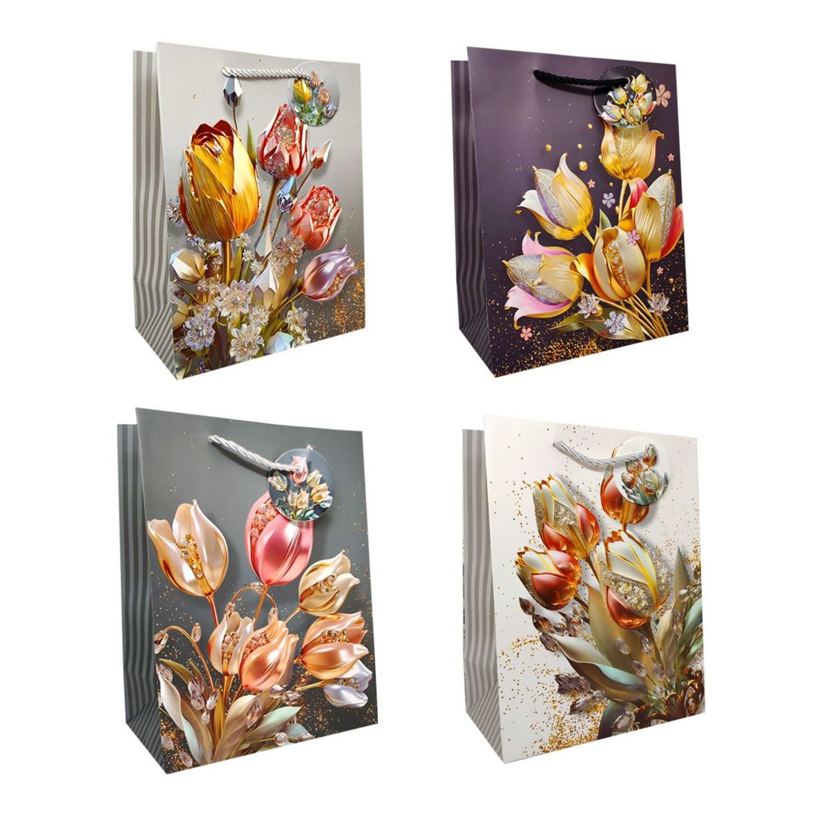 GENERICO - BOLSA DE REGALO FLOREADO TULIPS 30X40 X1UNI