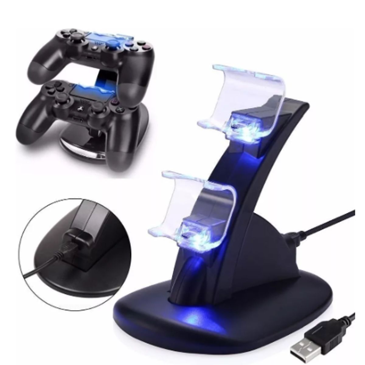 GENERICO - Cargador Doble Oem Otvo Para Joystick Ps4 Usb