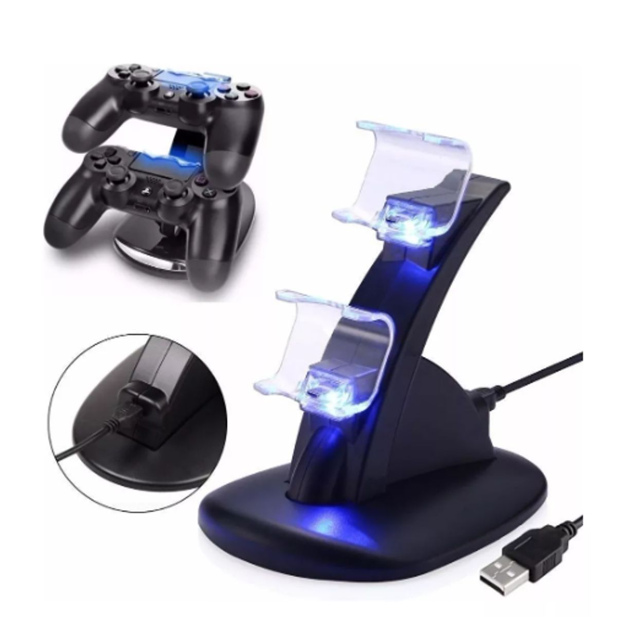 GENERICO - Cargador Doble Oem Otvo Para Joystick Ps4 Usb