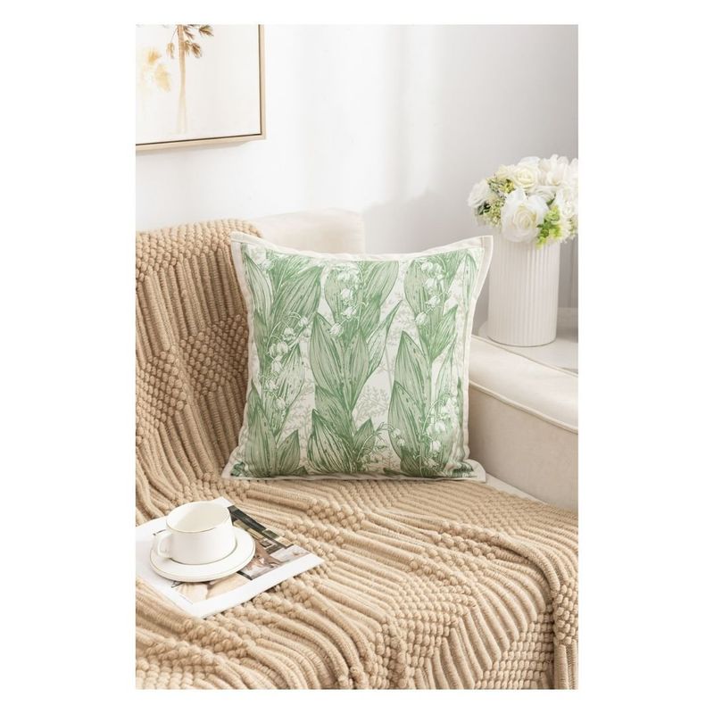 GENERICO - Pack 4 Fundas de Cojín France 45 x 45 cm - Verde Hojas